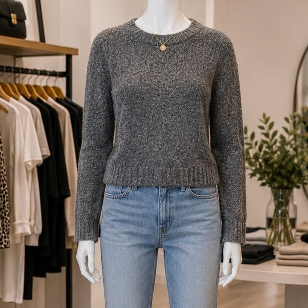 Ann Taylor Factory Womens Sweater Gray Metallic Shimmer Knit XS - Picture 1 of 5